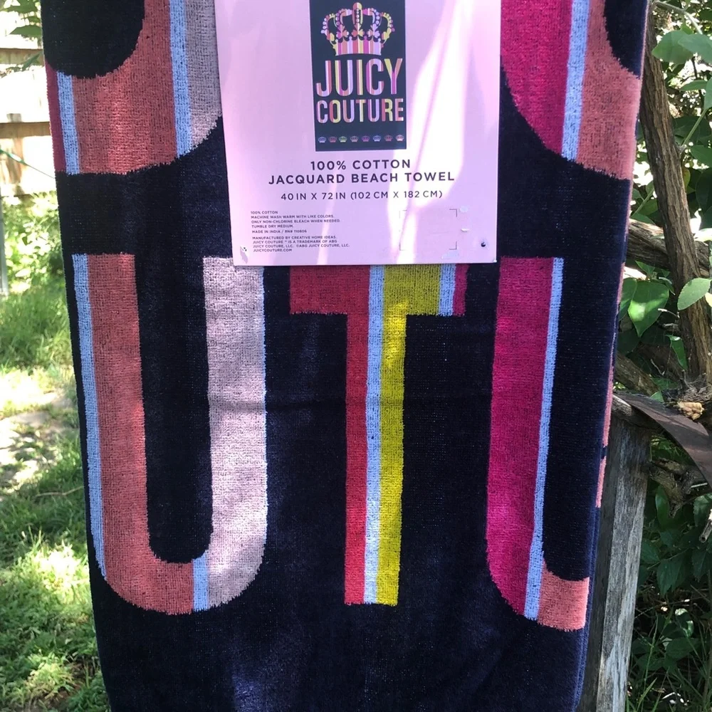NWT Juicy Couture Colorful Crowns w/ Juicy Couture Insignia Beach Towel